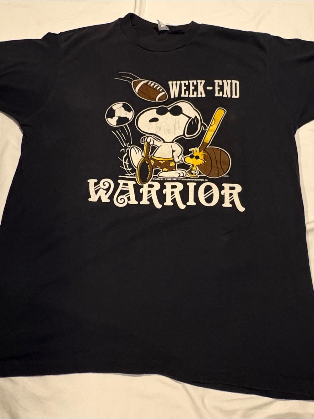 VTG 70s Snoopy “WEEKEND WARRIOR” Sports Graphic Single Stitch T-Shirt 1X